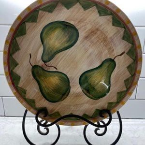 Hand-Painted Bowl with Pears, 12” diameter x 2.50”h # 7622/30 Made in Italy